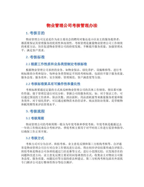 物业管理公司考核管理办法