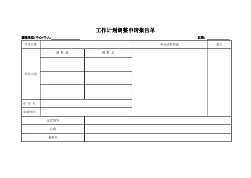 计划调整申请表