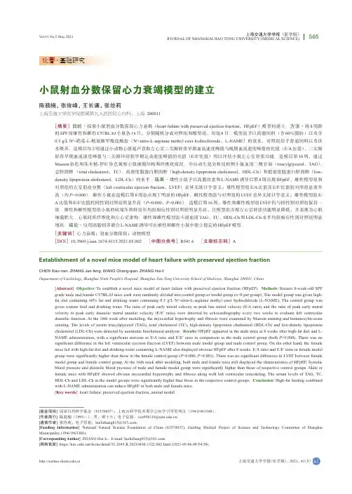 小鼠射血分数保留心力衰竭模型的建立