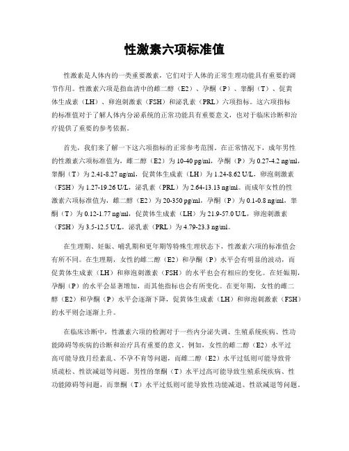 性激素六项标准值