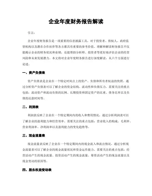 企业年度财务报告解读