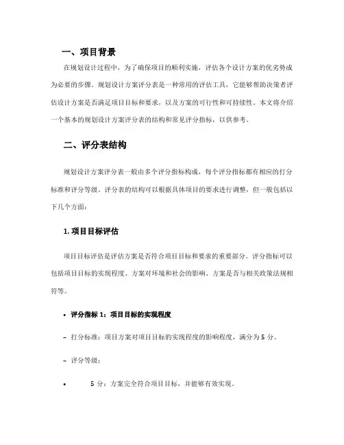 规划设计方案评分表
