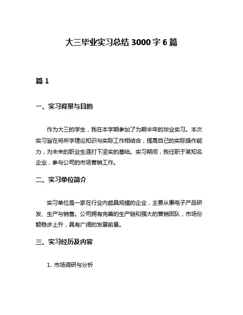 大三毕业实习总结3000字6篇