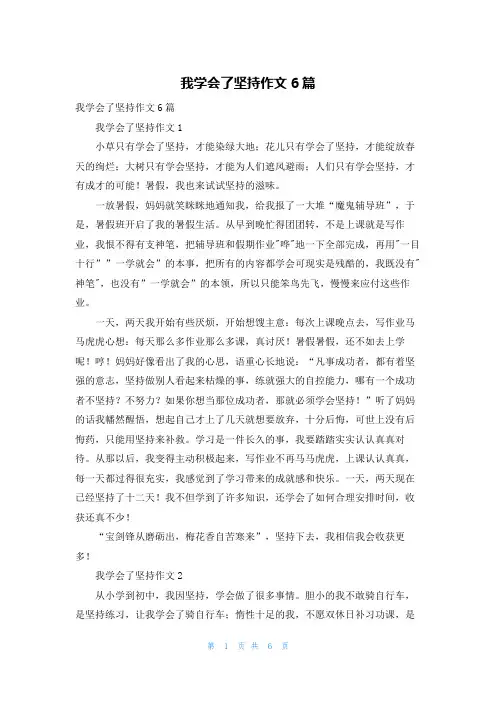 我学会了坚持作文6篇