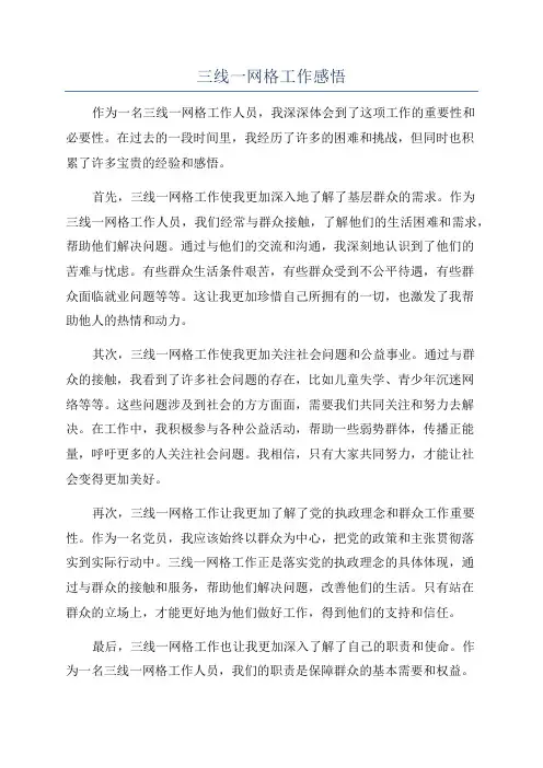 三线一网格工作感悟