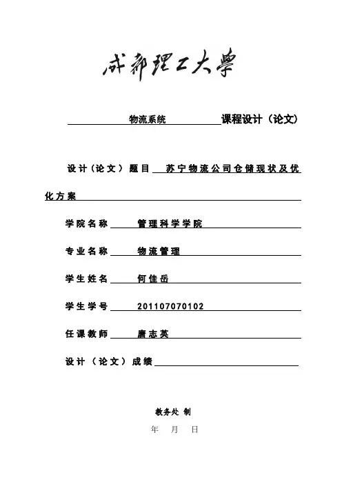 苏宁物流公司仓储现状及优化方案