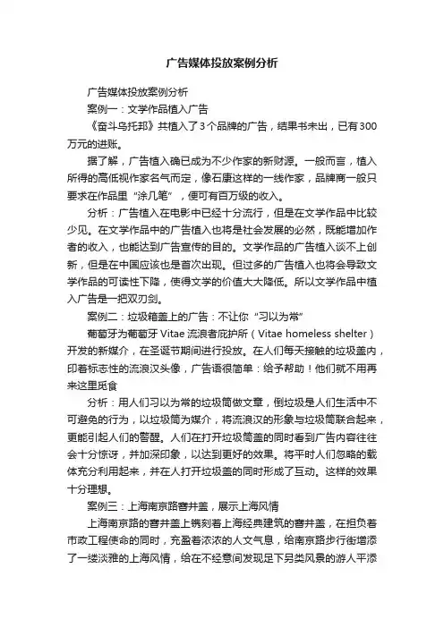 广告媒体投放案例分析