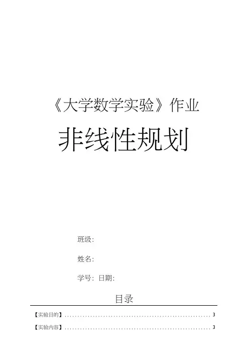 数学实验非线性规划.docx