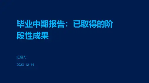 毕业中期报告：已取得的阶段性成果