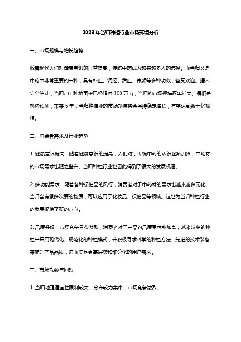 2023年当归种植行业市场环境分析