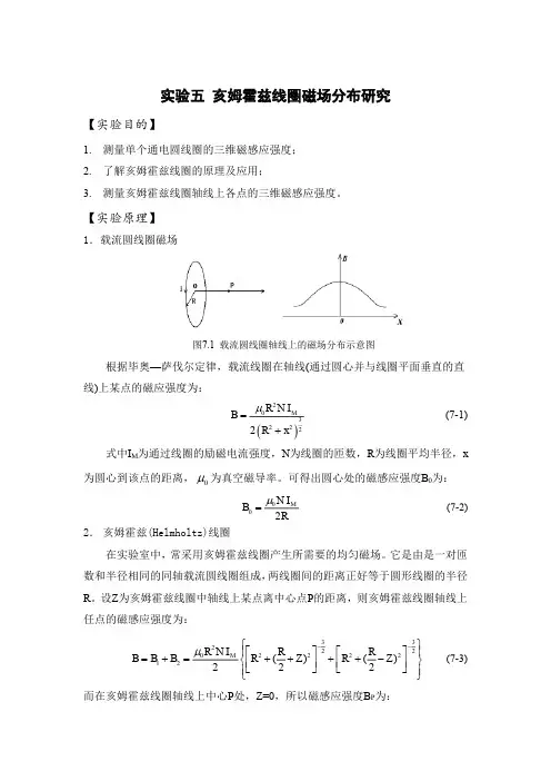 普通物理II实验-实验五 亥姆霍兹线圈磁场分布研究