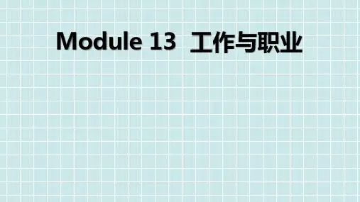 高考英语话题系统循环总复习：Module 13 工作与职业