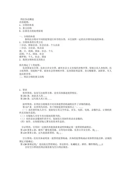 刑法各论概述