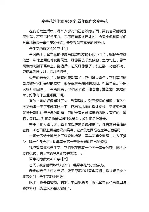 牵牛花的作文400字,四年级作文牵牛花