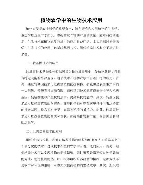 植物农学中的生物技术应用