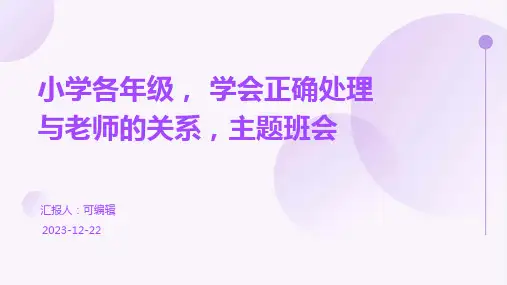 小学各年级, 学会正确处理与老师的关系,主题班会ppt
