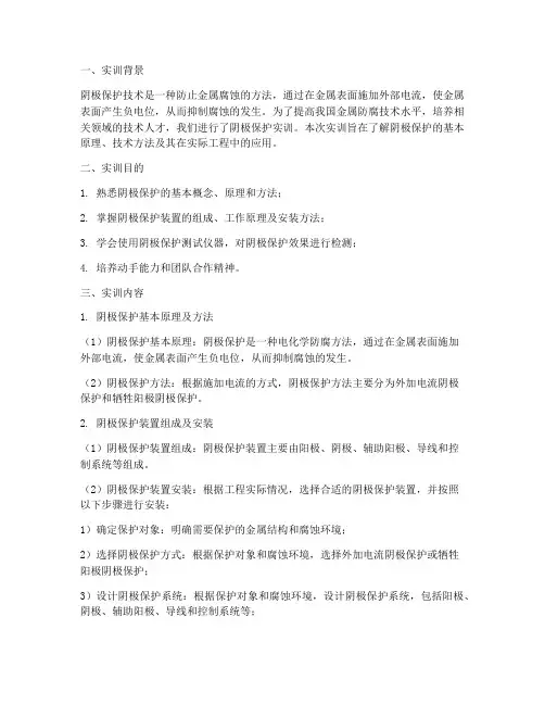 阴极保护实训报告