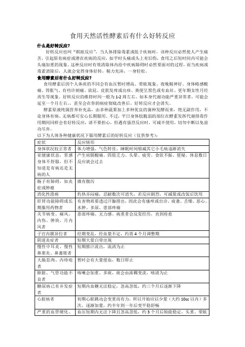 食用天然活性酵素后有什么好转反应