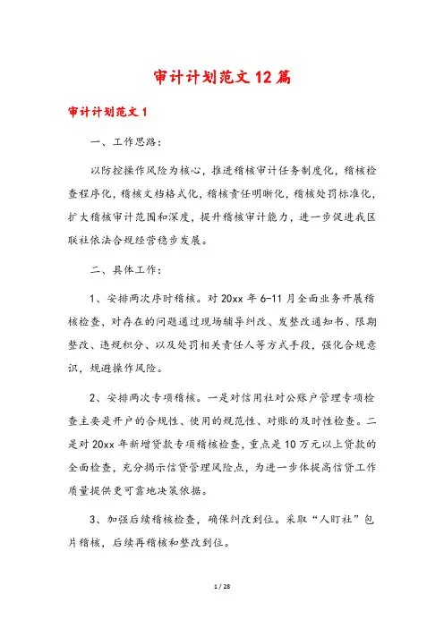 审计计划范文12篇
