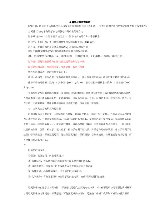 材料科学基础知识点总结