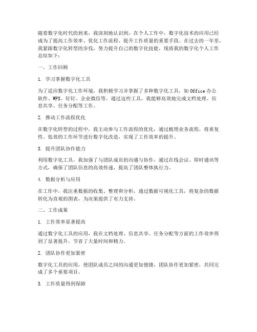 数字化_个人工作总结