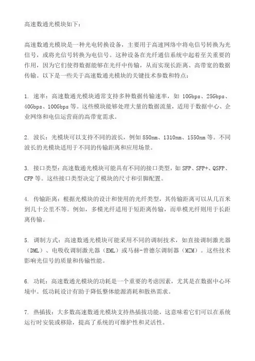 高速数通光模块