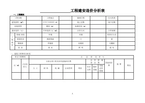 工程建安造价分析表