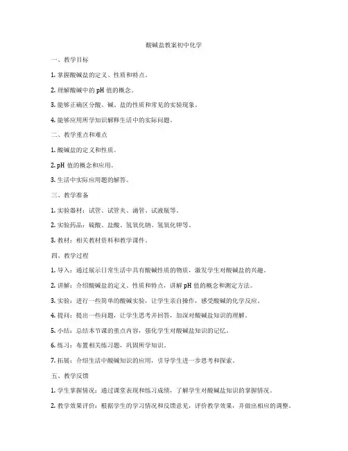 酸碱盐教案初中化学