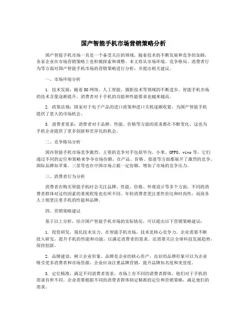 国产智能手机市场营销策略分析