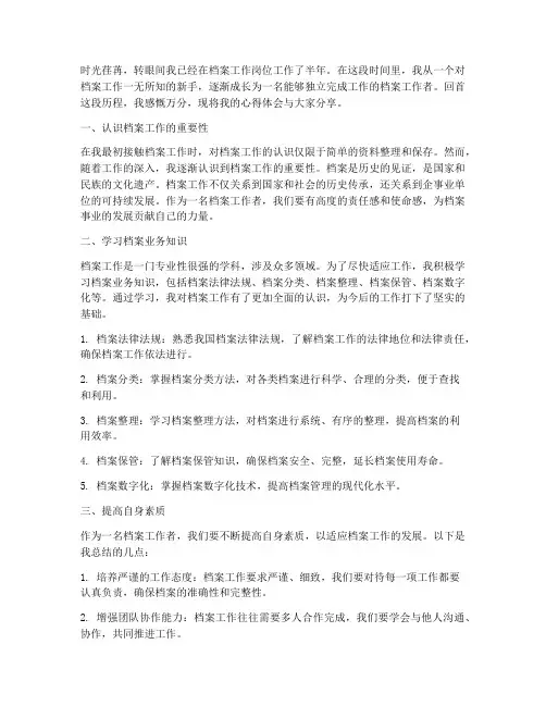 新手档案工作者心得体会