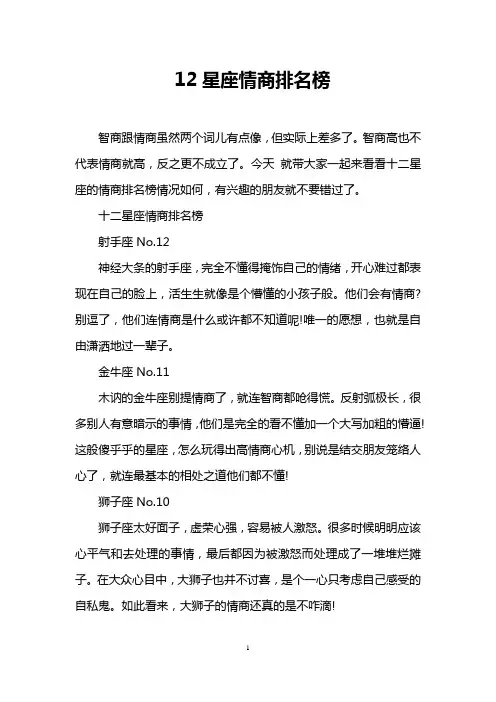 12星座情商排名榜