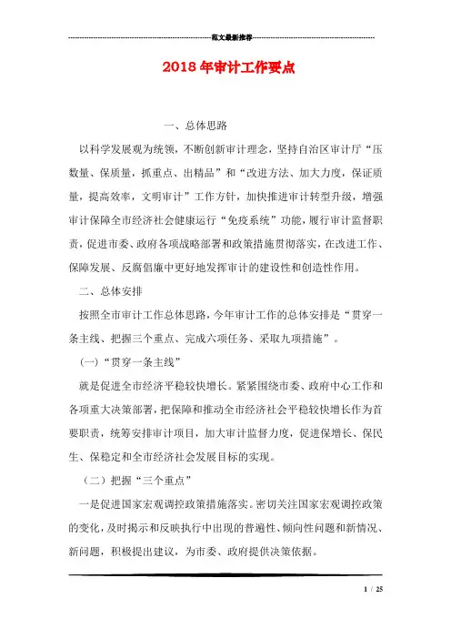2018年审计工作要点