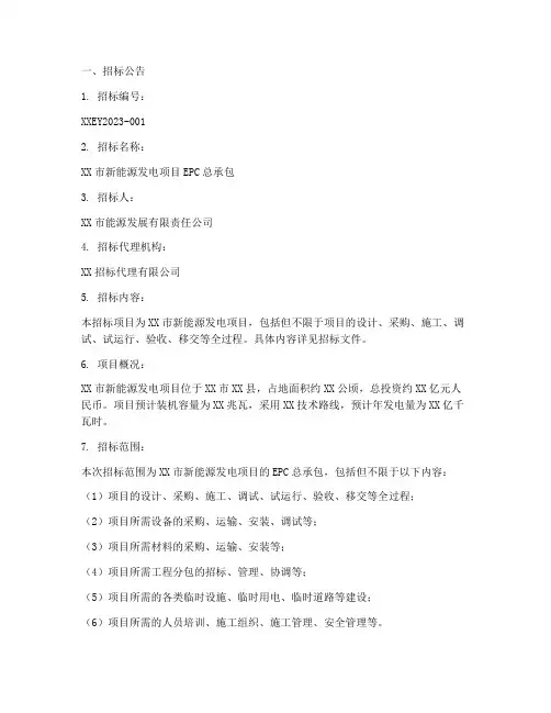 能源项目招标文件