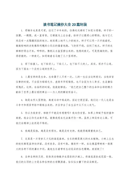 读书笔记摘抄大全20篇好段