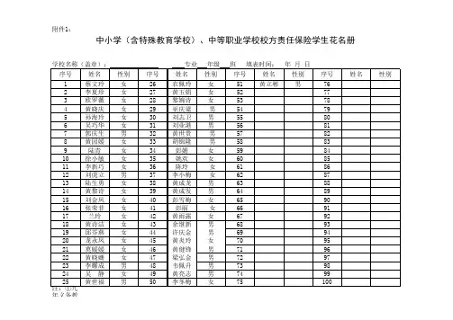 113班校方责任险电子表格