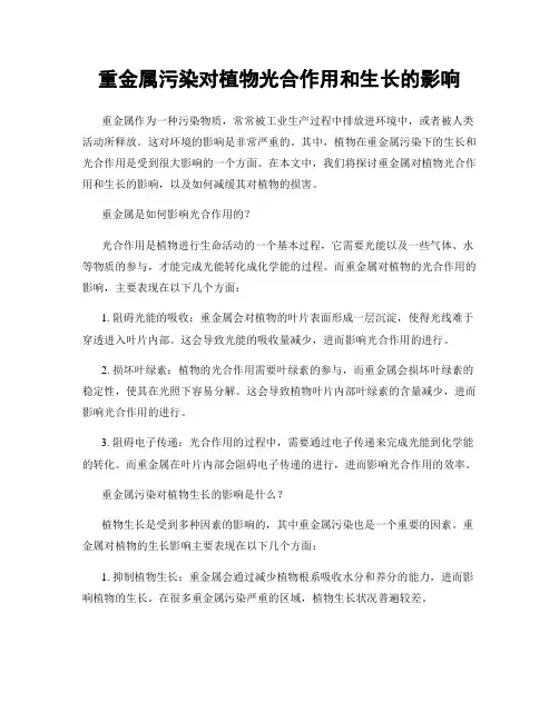 重金属污染对植物光合作用和生长的影响