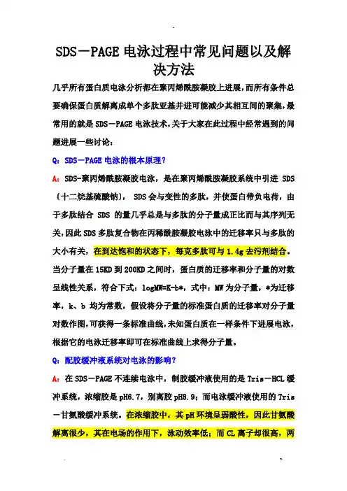 SDS-PAGE电泳过程中常见问题以与解决方法