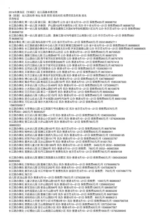 2014年山东青岛黄岛区东城区幼儿园基本情况表