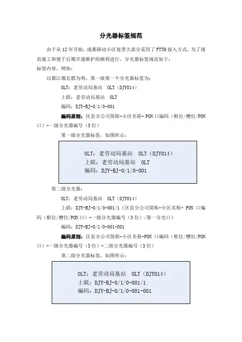 分光器标签规范V1