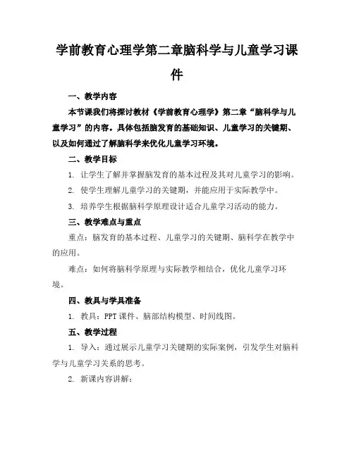 学前教育心理学第二章脑科学与儿童学习课件