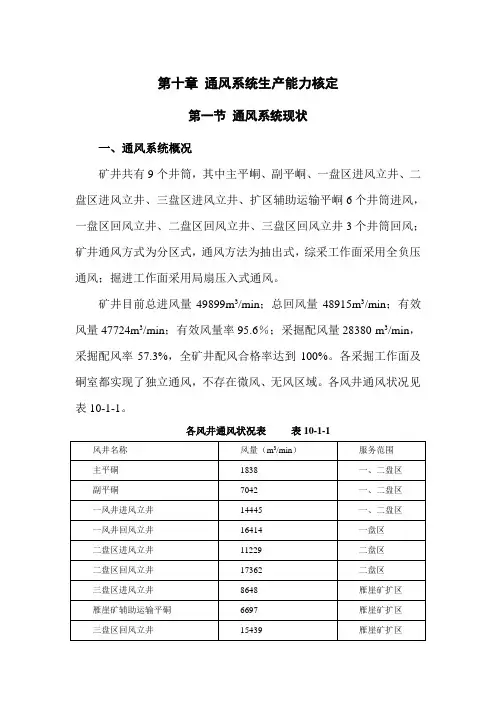塔山矿通风能力核定及瓦斯抽采达标生产能力核定报告原稿