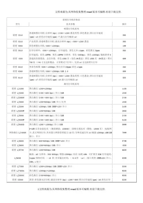 联想打印机报价