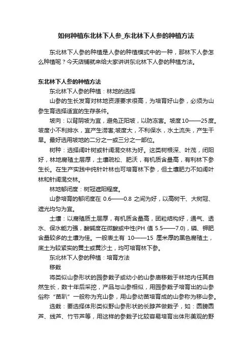 如何种植东北林下人参_东北林下人参的种植方法