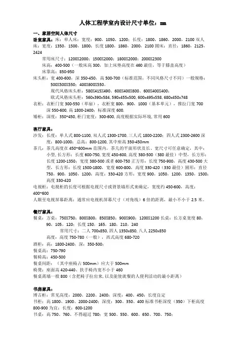 最新人体工程学室内设计尺寸全 免费下载