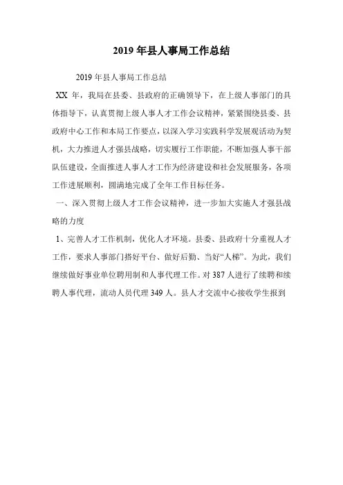 2019年县人事局工作总结_0