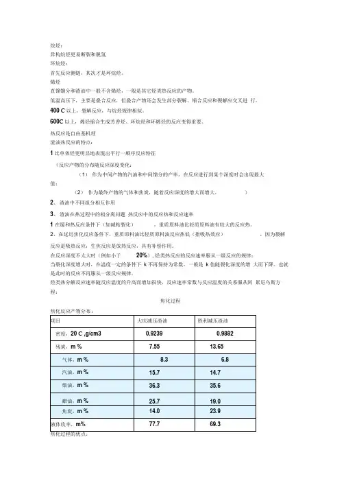 石油炼制知识点