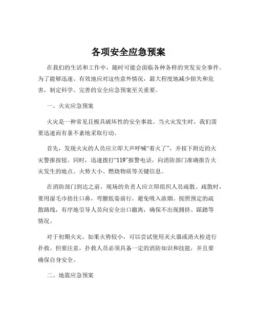 各项安全应急预案
