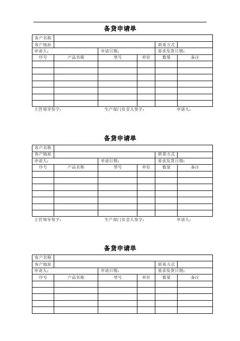 备货申请单——精选推荐