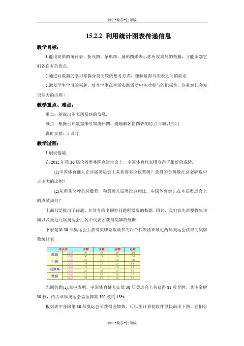 华师大版-数学-八年级上册-15.2.2 利用统计图表传递信息 教案