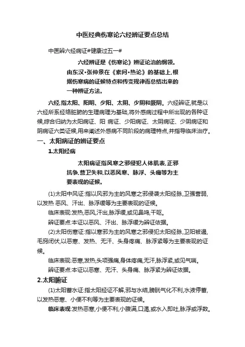 中医经典伤寒论六经辨证要点总结